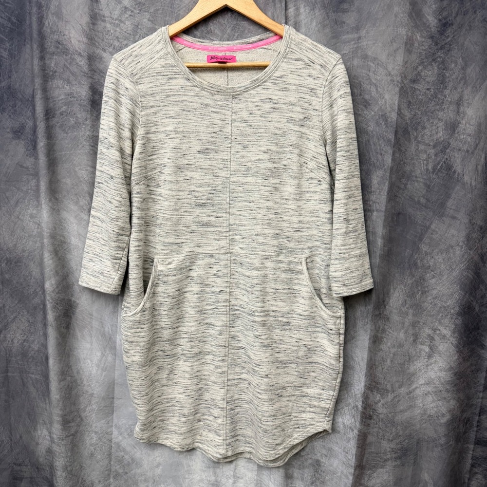 Betsey Johnson Gray Space Dye Sweatshirt Dress Pockets Size L